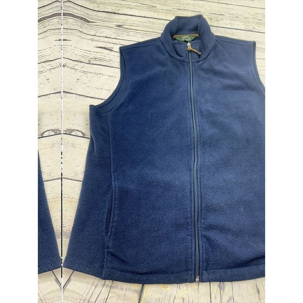 Woolrich Mens Large Navy‎ Blue Full Zip Fleece Vest Mock Neck Lightweight Soft